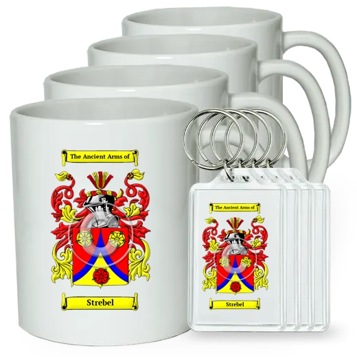 Strebel Set of 4 Coffee Mugs and Keychains