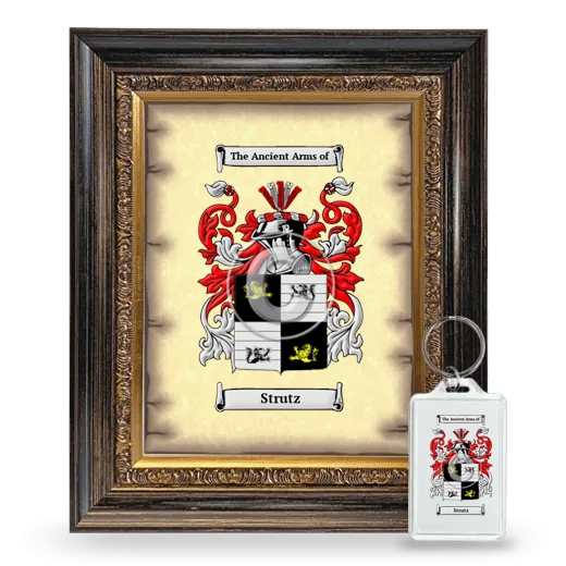 Strutz Framed Coat of Arms and Keychain - Heirloom