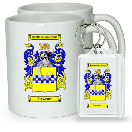 Steweart Pair of Coffee Mugs and Pair of Keychains