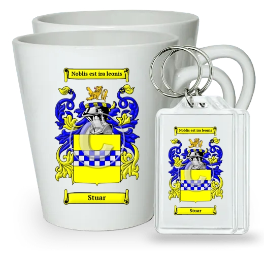 Stuar Pair of Latte Mugs and Pair of Keychains