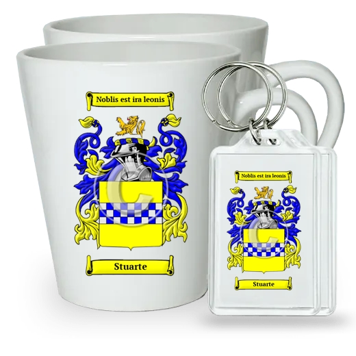 Stuarte Pair of Latte Mugs and Pair of Keychains