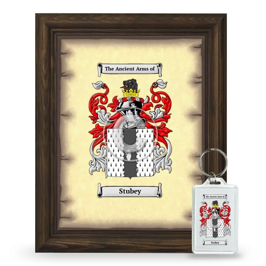 Stubey Framed Coat of Arms and Keychain - Brown