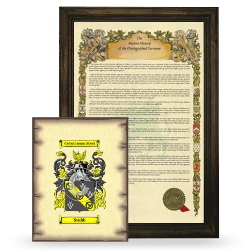 Stubb Framed History and Coat of Arms Print - Brown