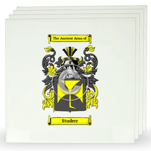 Studerr Set of Four Large Tiles with Coat of Arms