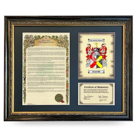 Stootville Framed Surname History and Coat of Arms- Heirloom
