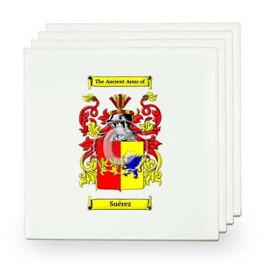 Suérez Set of Four Small Tiles with Coat of Arms