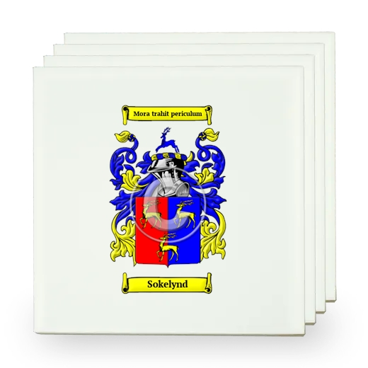 Sokelynd Set of Four Small Tiles with Coat of Arms