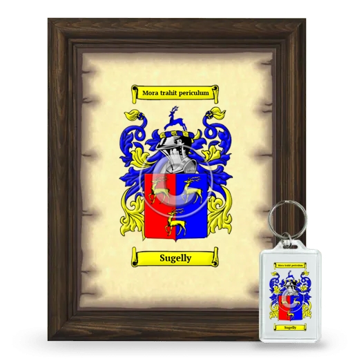 Sugelly Framed Coat of Arms and Keychain - Brown