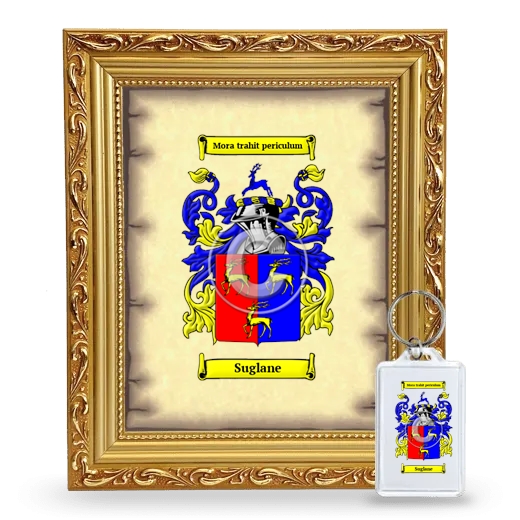 Suglane Framed Coat of Arms and Keychain - Gold