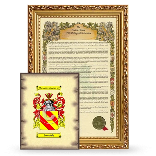 Sowdely Framed History and Coat of Arms Print - Gold