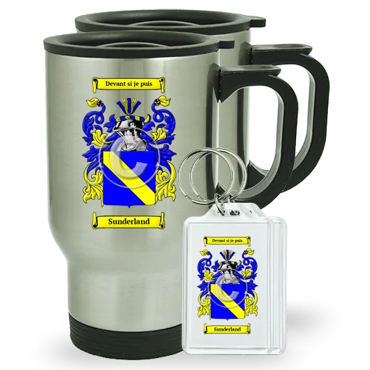 Sunderland Pair of Travel Mugs and pair of Keychains