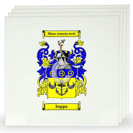 Suppa Set of Four Large Tiles with Coat of Arms