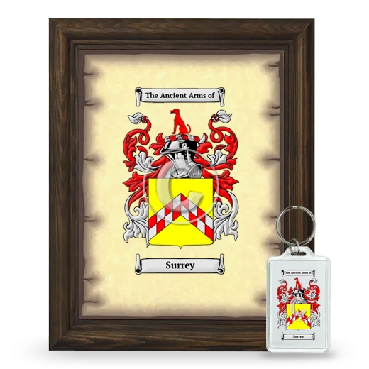 Surrey Framed Coat of Arms and Keychain - Brown