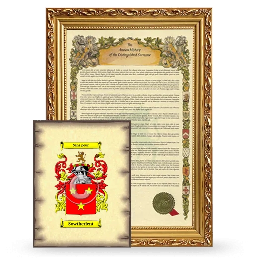 Sowtherlent Framed History and Coat of Arms Print - Gold