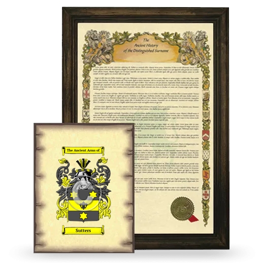 Sutters Framed History and Coat of Arms Print - Brown