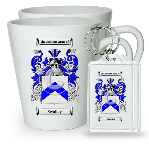 Swollay Pair of Latte Mugs and Pair of Keychains