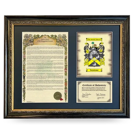 Swyntome Framed Surname History and Coat of Arms- Heirloom