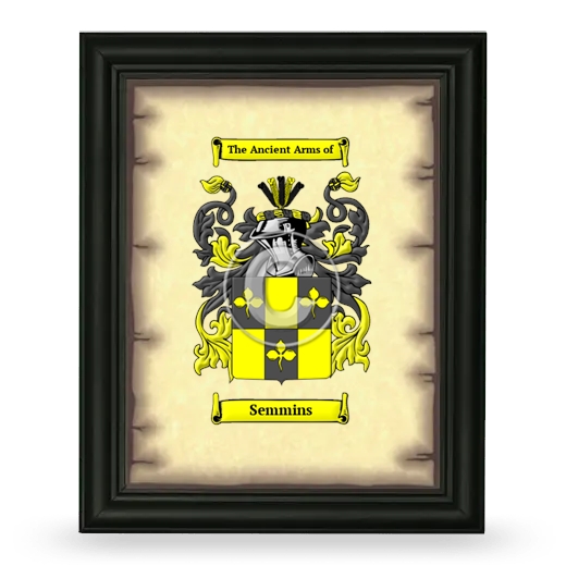 Semmins Coat of Arms Framed - Black