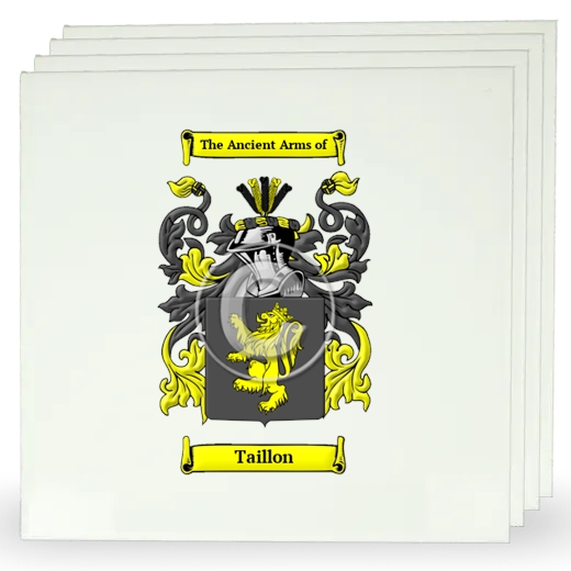 Taillon Set of Four Large Tiles with Coat of Arms