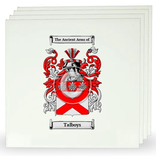 Talboys Set of Four Large Tiles with Coat of Arms