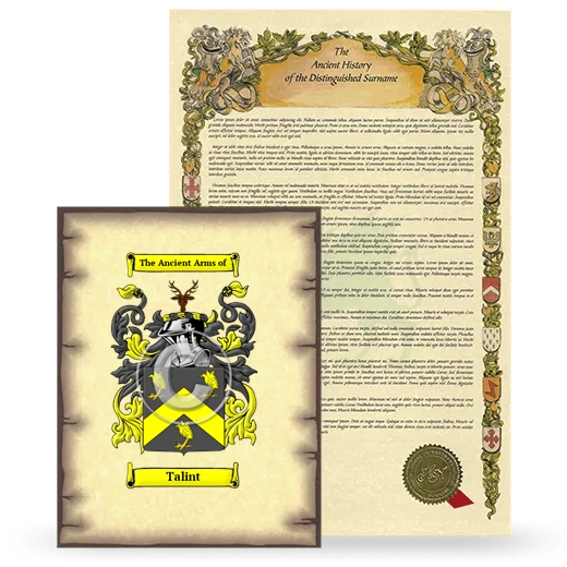 Talint Coat of Arms and Surname History Package