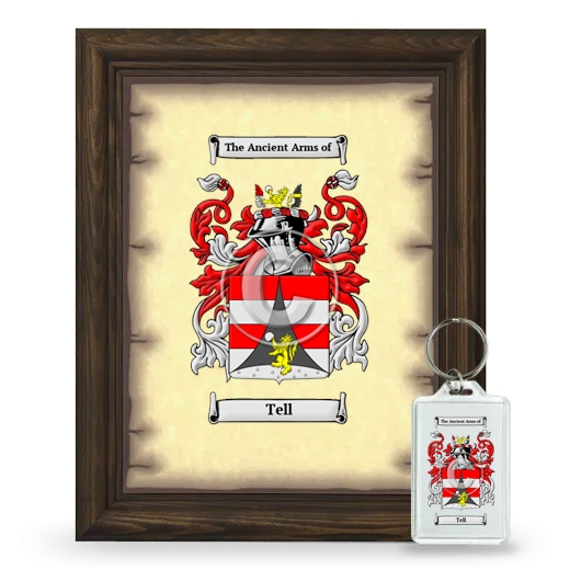 Tell Framed Coat of Arms and Keychain - Brown