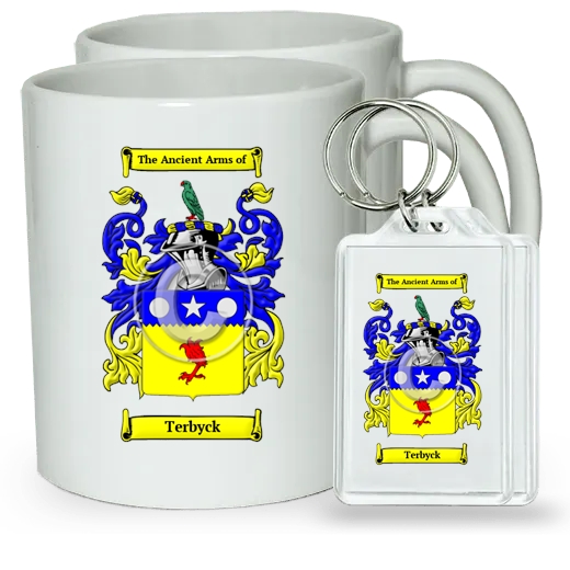 Terbyck Pair of Coffee Mugs and Pair of Keychains