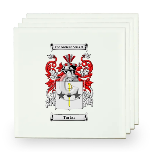 Tartar Set of Four Small Tiles with Coat of Arms