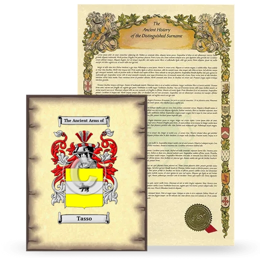 Tasso Coat of Arms and Surname History Package