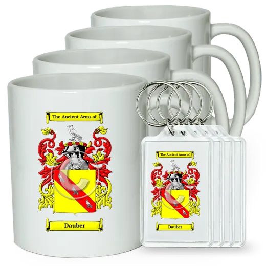 Dauber Set of 4 Coffee Mugs and Keychains