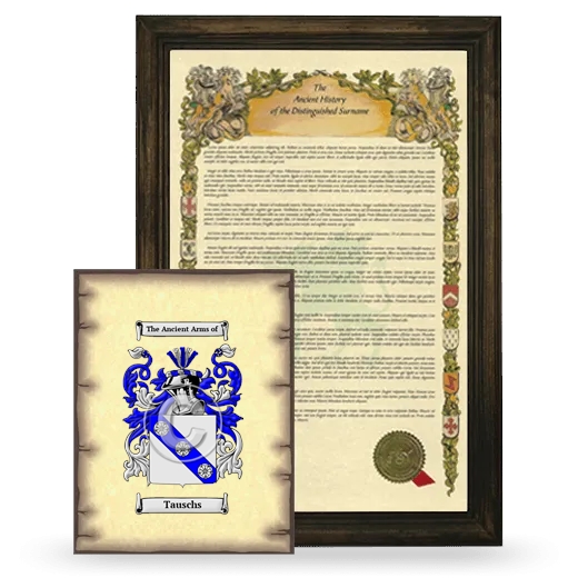 Tauschs Framed History and Coat of Arms Print - Brown