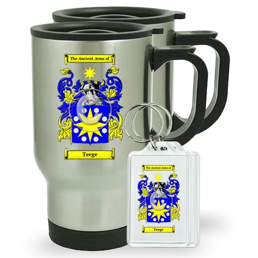 Teege Pair of Travel Mugs and pair of Keychains