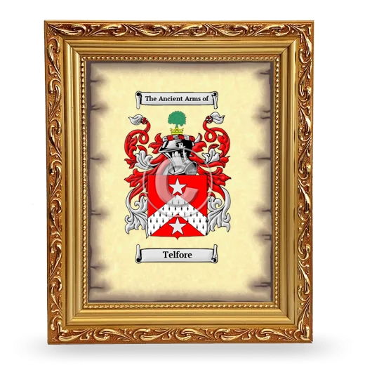 Telfore Coat of Arms Framed - Gold