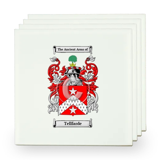 Tellfarde Set of Four Small Tiles with Coat of Arms