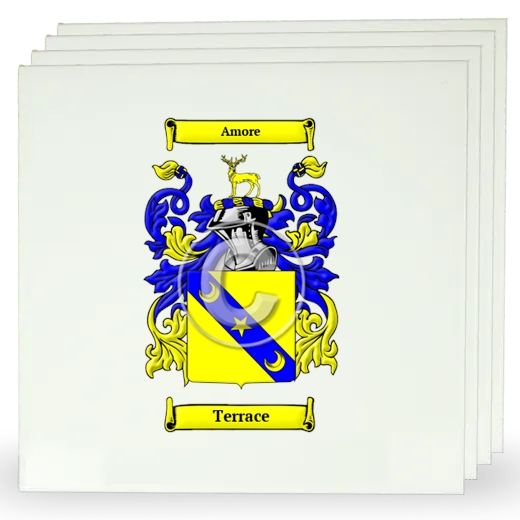Terrace Set of Four Large Tiles with Coat of Arms
