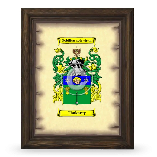 Thakarey Coat of Arms Framed - Brown