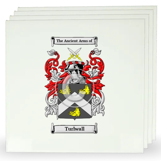 Turlwall Set of Four Large Tiles with Coat of Arms
