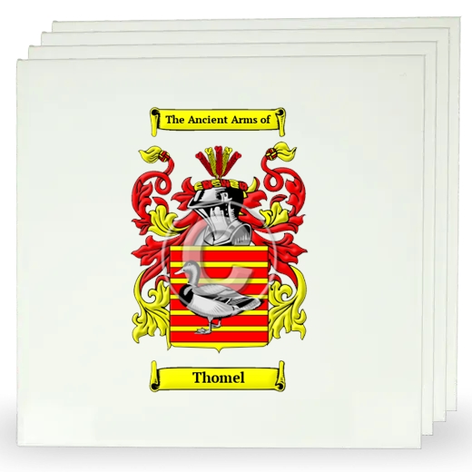 Thomel Set of Four Large Tiles with Coat of Arms