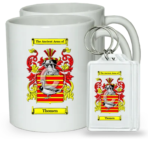 Thomen Pair of Coffee Mugs and Pair of Keychains