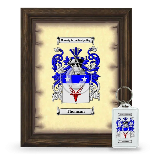 Thomsan Framed Coat of Arms and Keychain - Brown