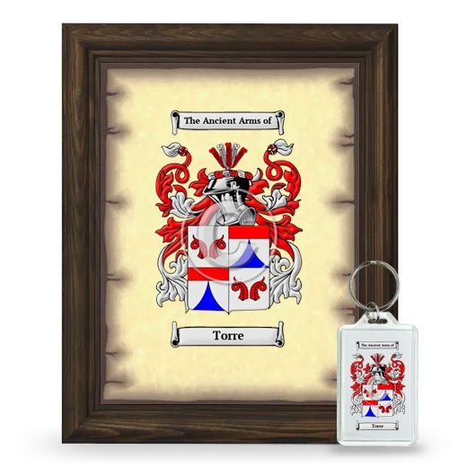 Torre Framed Coat of Arms and Keychain - Brown
