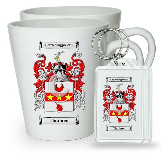 Thurbren Pair of Latte Mugs and Pair of Keychains