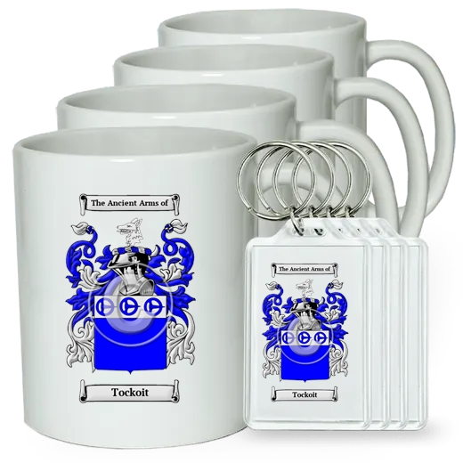 Tockoit Set of 4 Coffee Mugs and Keychains