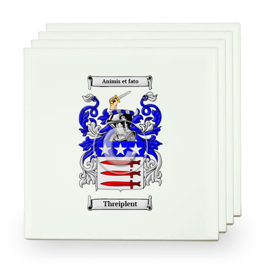 Threiplent Set of Four Small Tiles with Coat of Arms