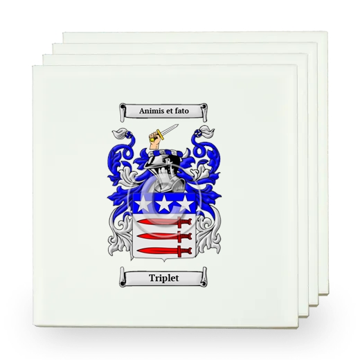 Triplet Set of Four Small Tiles with Coat of Arms