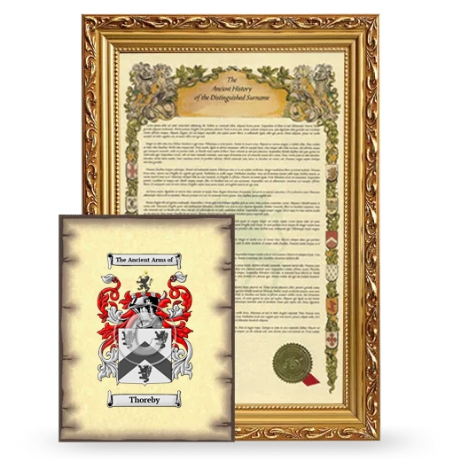 Thoreby Framed History and Coat of Arms Print - Gold