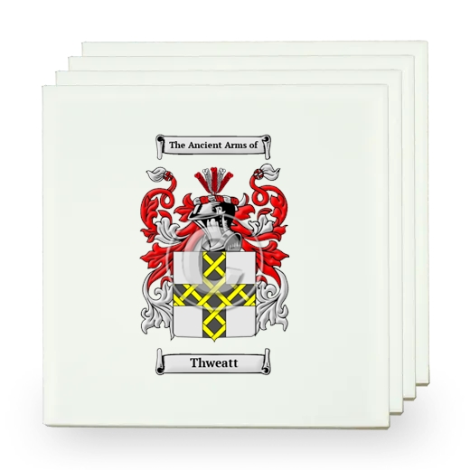 Thweatt Set of Four Small Tiles with Coat of Arms