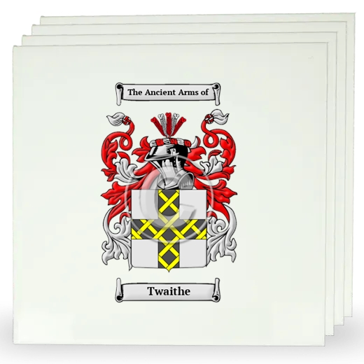 Twaithe Set of Four Large Tiles with Coat of Arms