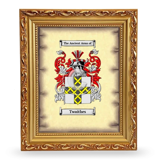 Twaithes Coat of Arms Framed - Gold