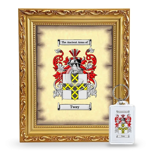 Tway Framed Coat of Arms and Keychain - Gold